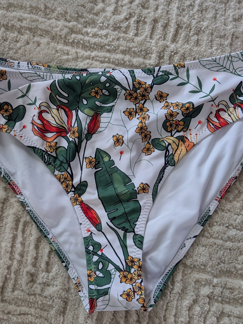 Women’s Floral Tropical Bikini Bottoms - Green/White
